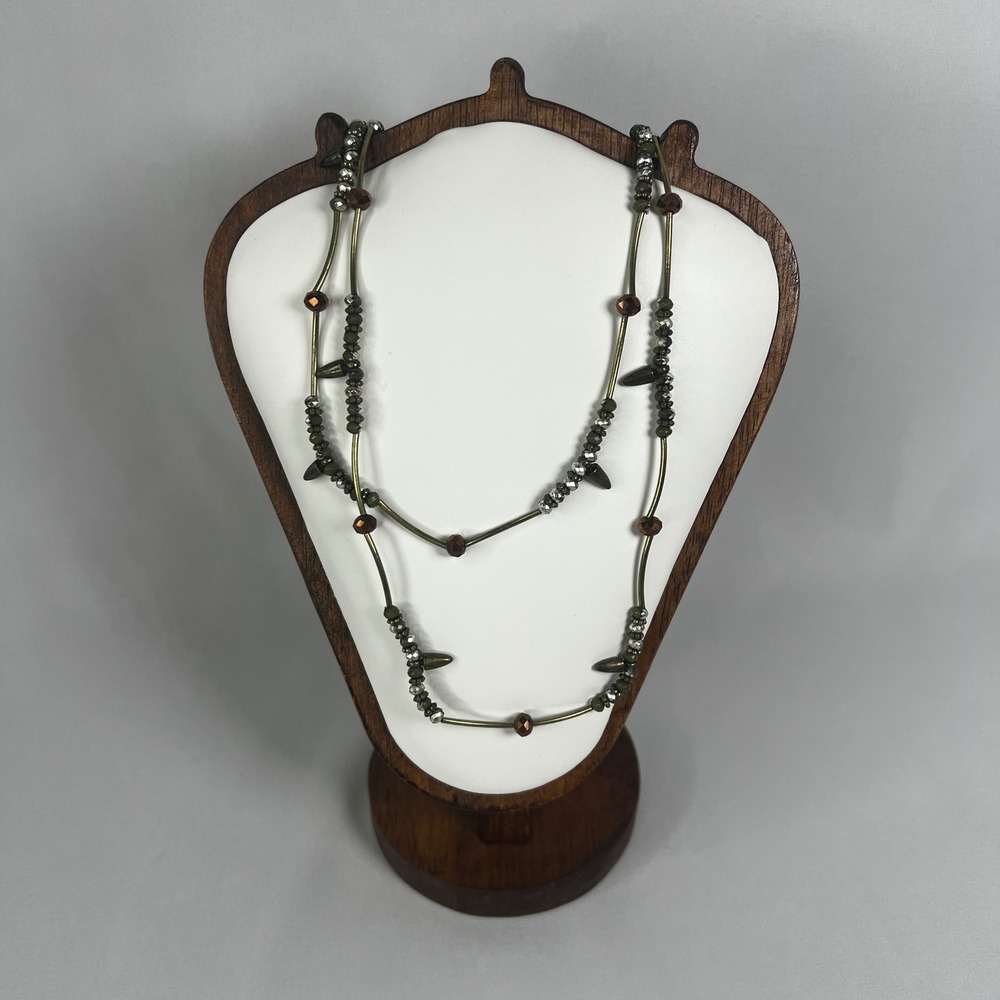 Extra‎ Long 43.5" Bronze Metallic Bead Necklace Convertible Single Double Strand